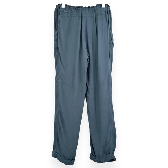 Wilfred Gray Blue Drawstring Waistband Silk Trimmed Wide Leg Loose Fit Pants - Picture 2 of 8